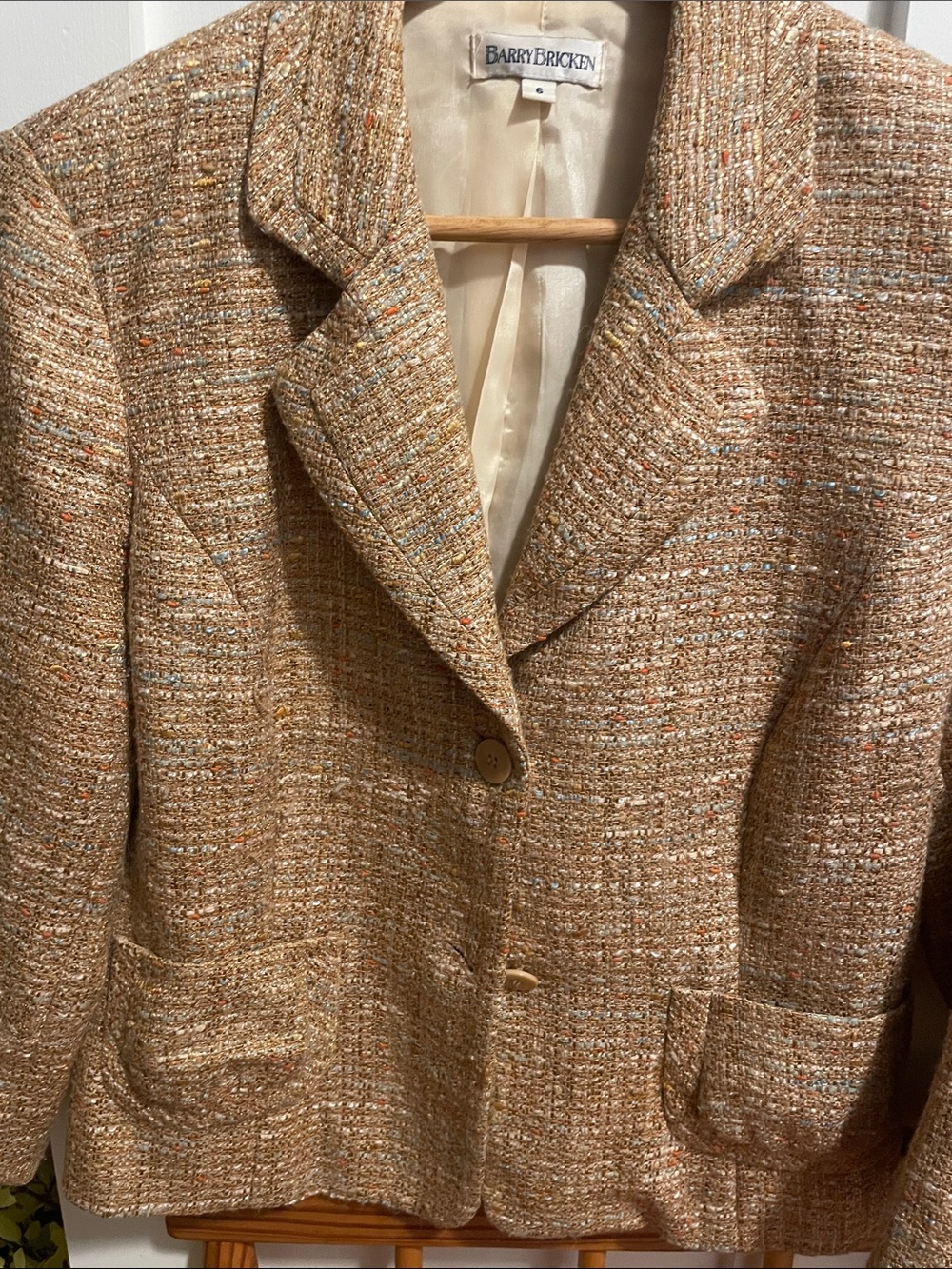 Women's Beige Tweed Blazer Jacket